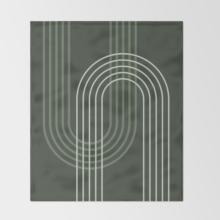 Geometric Lines Rainbow Abstract 5 in Forest Sage Green Throw Blanket Gallery Image 2