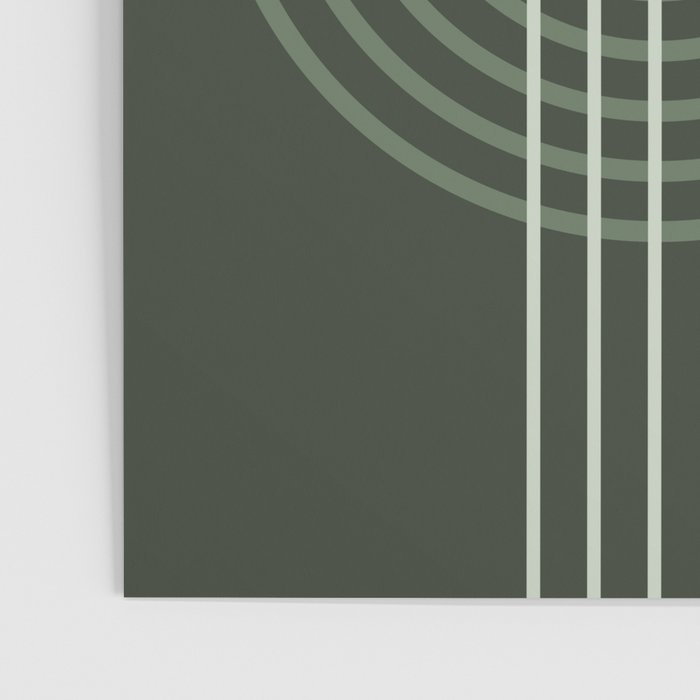 Geometric Lines Rainbow Abstract 5 in Forest Sage Green Poster Gallery Image 3