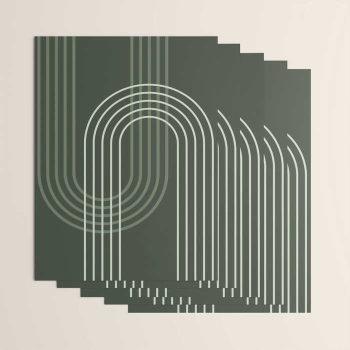 Geometric Lines Rainbow Abstract 5 in Forest Sage Green Wrapping Paper Gallery Image 3