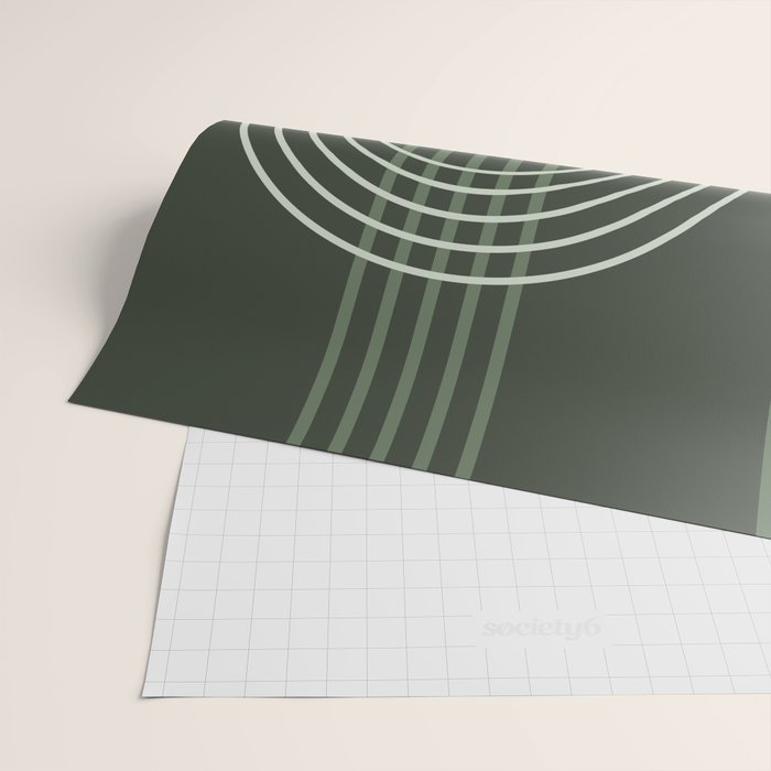 Geometric Lines Rainbow Abstract 5 in Forest Sage Green Wrapping Paper Gallery Image 2