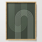 Geometric Lines Rainbow Abstract 5 in Forest Sage Green Serving Tray Gallery Image 1