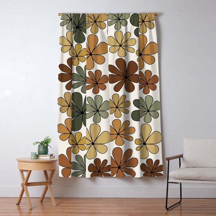 Retro Daisy Pattern Multicolor IX Window Curtain Gallery Image 1