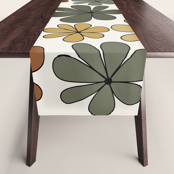 Retro Daisy Pattern Multicolor IX Table Runner Gallery Image 1