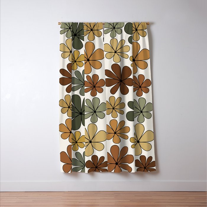 Retro Daisy Pattern Multicolor IX Window Curtain Gallery Image 3