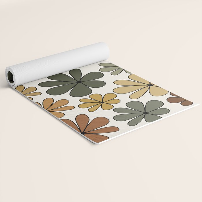 Retro Daisy Pattern Multicolor IX Yoga Mat Gallery Image 2