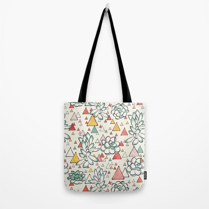 Succulent and triangles seamless pattern Tote Bag Gallery Image 2