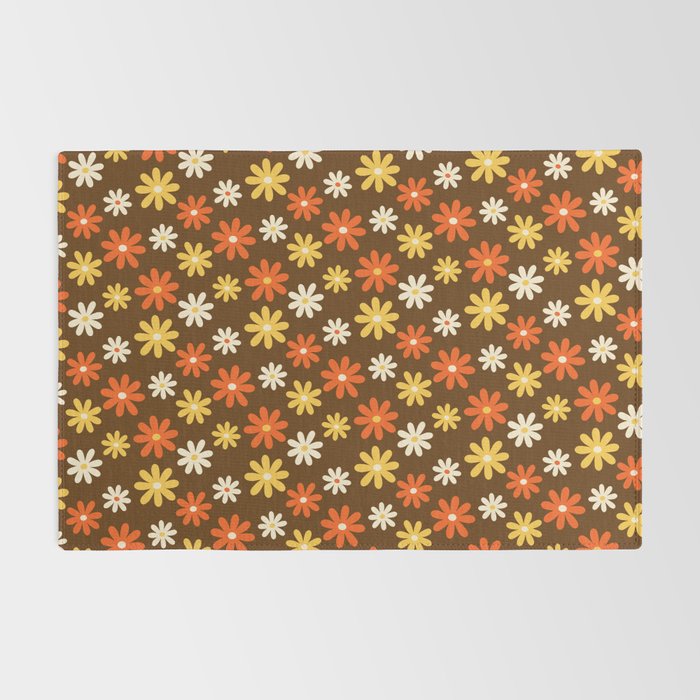 1970s flowers brown and orange Rug Gallery Image 2