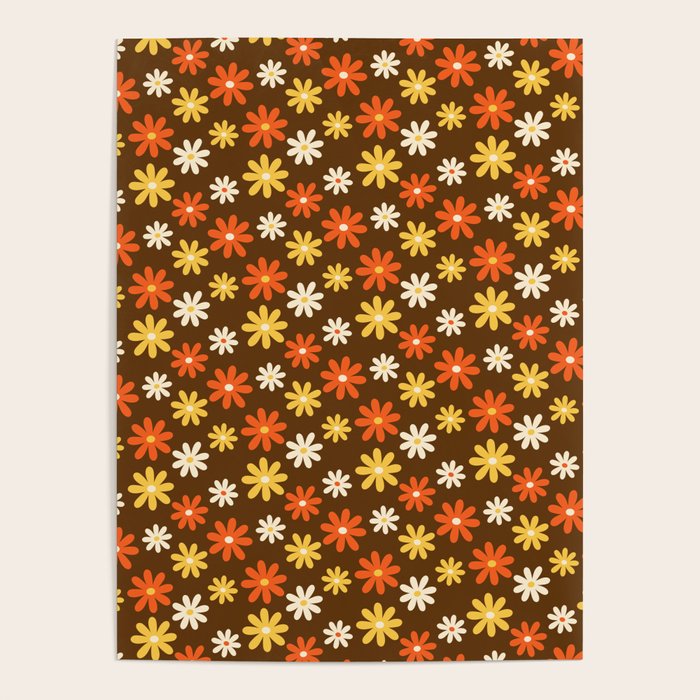 1970s flowers brown and orange Poster Gallery Image 4