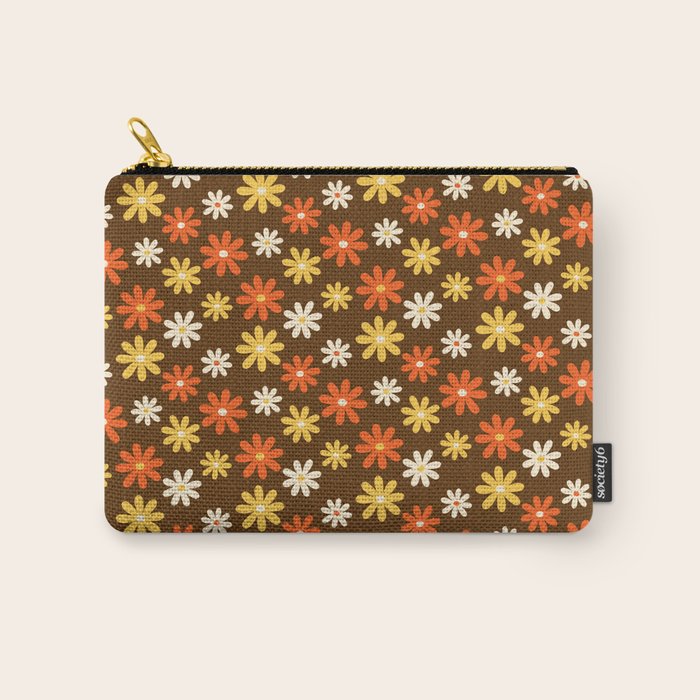 1970s flowers brown and orange Carry All Pouch Gallery Image 1