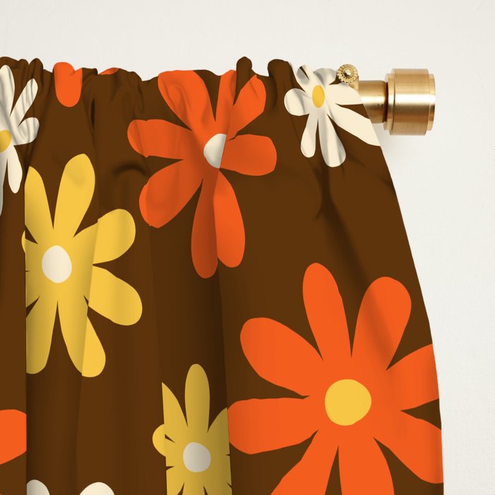 1970s flowers brown and orange Window Curtain Gallery Image 2