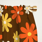 1970s flowers brown and orange Window Curtain Gallery Image 2
