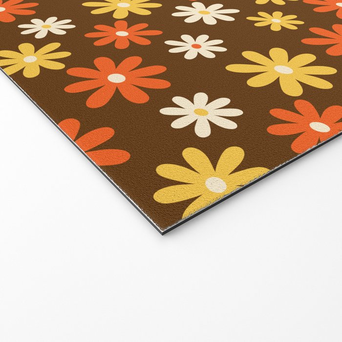 1970s flowers brown and orange Welcome Mat Gallery Image 2