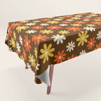 1970s flowers brown and orange Tablecloth Gallery Image 1