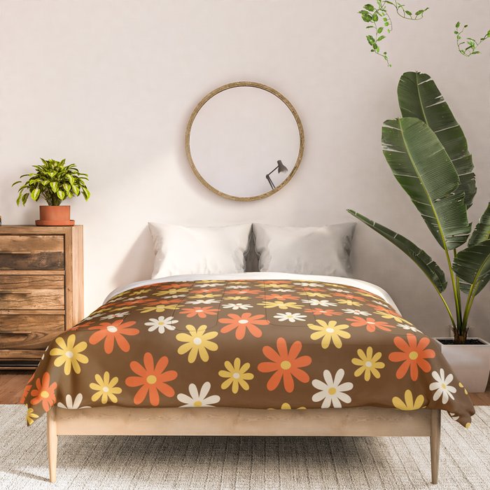 1970s flowers brown and orange Comforter Gallery Image 3