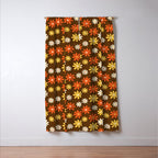 1970s flowers brown and orange Window Curtain Gallery Image 3