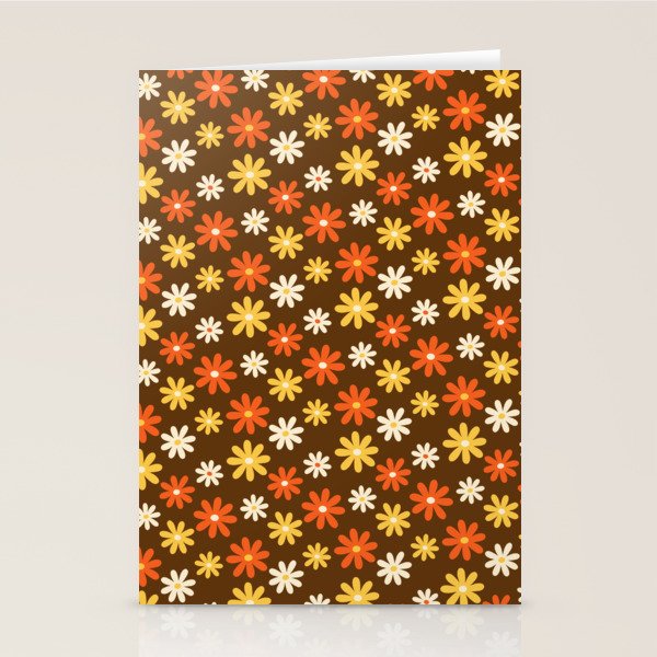 1970s flowers brown and orange Stationery Card Gallery Image 2