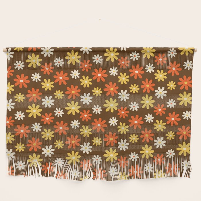 1970s flowers brown and orange Wall Hanging Gallery Image 1