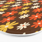 1970s flowers brown and orange Bath Mat Gallery Image 3