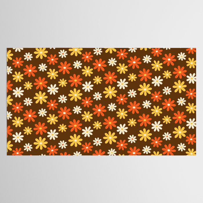 1970s flowers brown and orange Tablecloth Gallery Image 2