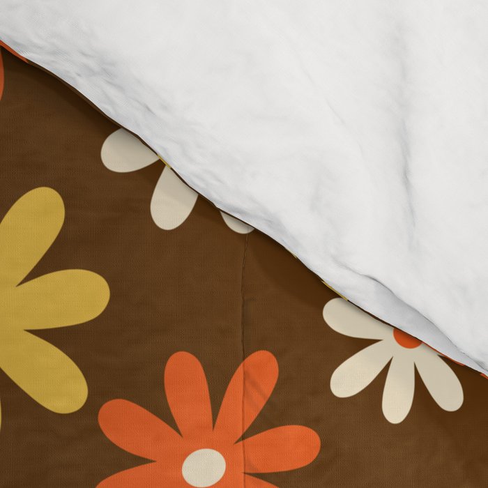 1970s flowers brown and orange Comforter Gallery Image 4