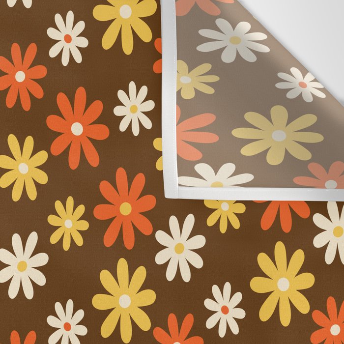 1970s flowers brown and orange Wall Tapestry Gallery Image 3