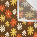 1970s flowers brown and orange Wall Tapestry Gallery Image 3