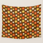 1970s flowers brown and orange Wall Tapestry Gallery Image 4