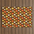 1970s flowers brown and orange Outdoor Rug Gallery Image 1