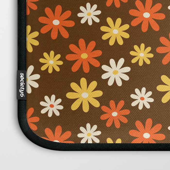 1970s flowers brown and orange Laptop Sleeve Gallery Image 3