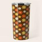 1970s flowers brown and orange Travel Mug Gallery Image 1