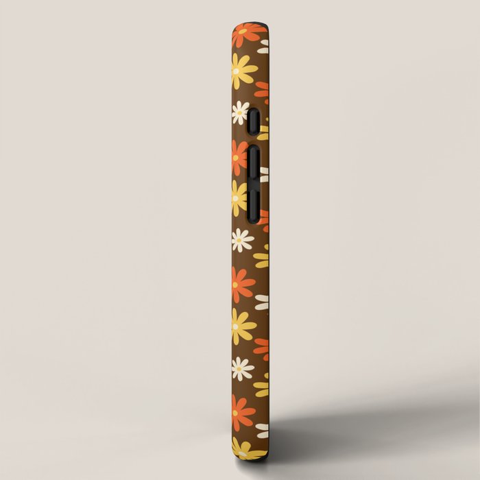 1970s flowers brown and orange iPhone Case Gallery Image 2