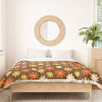 1970s flowers brown and orange Duvet Cover Gallery Image 3