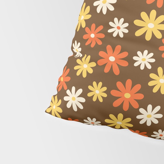 1970s flowers brown and orange Pillow Sham Gallery Image 4