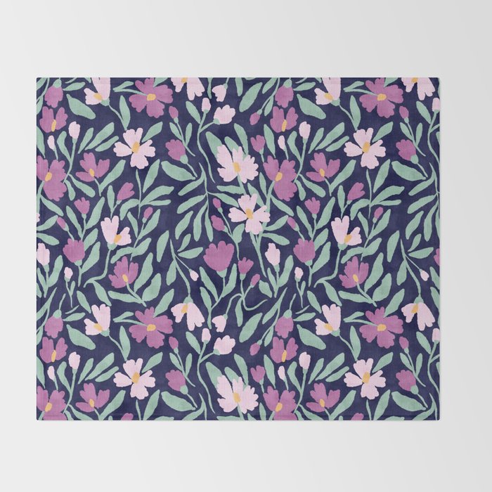 Pink Midnight Bloom Throw Blanket Gallery Image 2