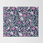 Pink Midnight Bloom Throw Blanket Gallery Image 2