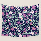 Pink Midnight Bloom Wall Tapestry Gallery Image 4
