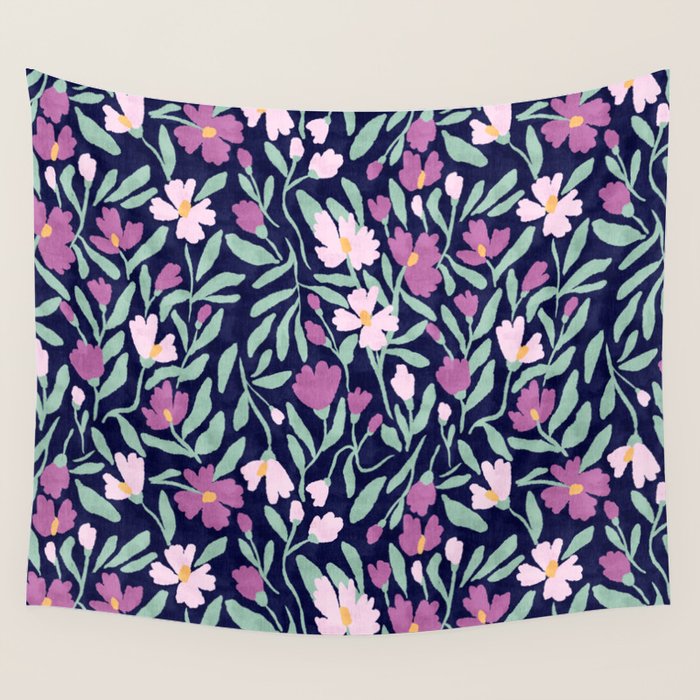 Pink Midnight Bloom Wall Tapestry Gallery Image 4