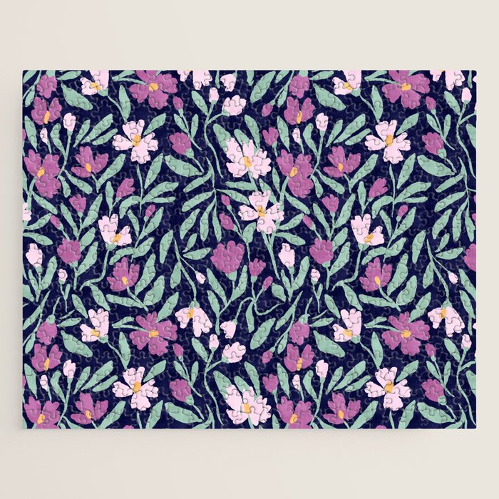 Pink Midnight Bloom Jigsaw Puzzle Gallery Image 1