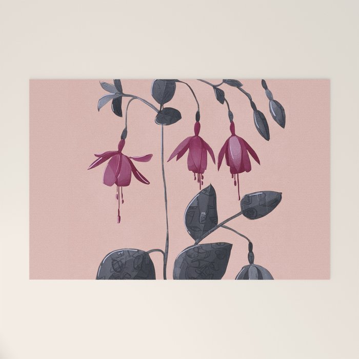 Fuchsia Botanical Drawing Welcome Mat Gallery Image 1