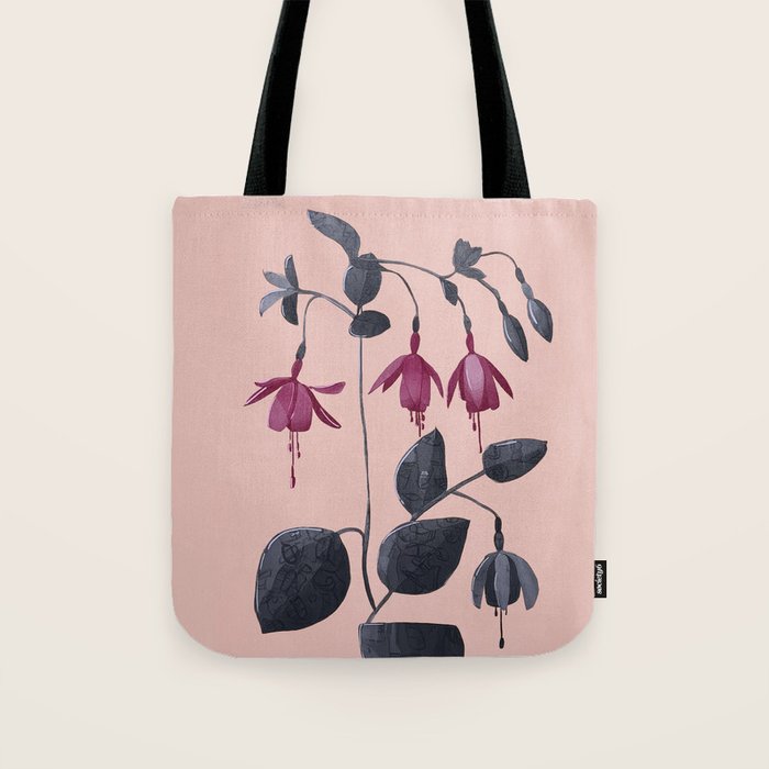 Fuchsia Botanical Drawing Tote Bag Gallery Image 1