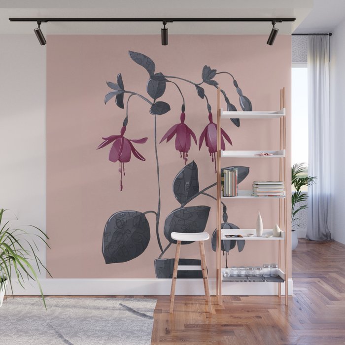 Fuchsia Botanical Drawing Wall Mural Gallery Image 1