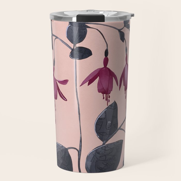 Fuchsia Botanical Drawing Travel Mug Gallery Image 1