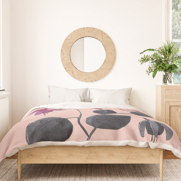 Fuchsia Botanical Drawing Duvet Cover Gallery Image 3