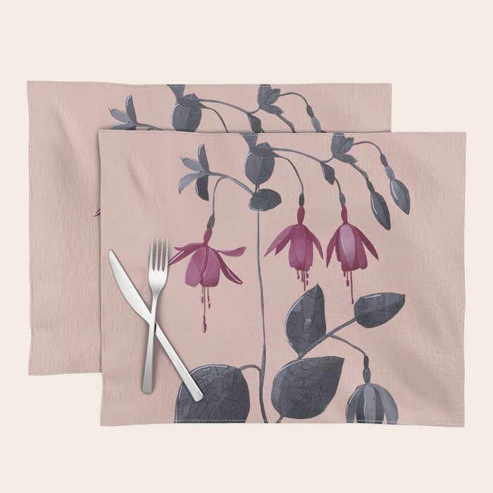 Fuchsia Botanical Drawing Placemat Gallery Image 1