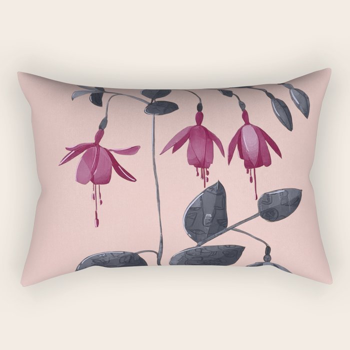Fuchsia Botanical Drawing Rectangular Pillow Gallery Image 2