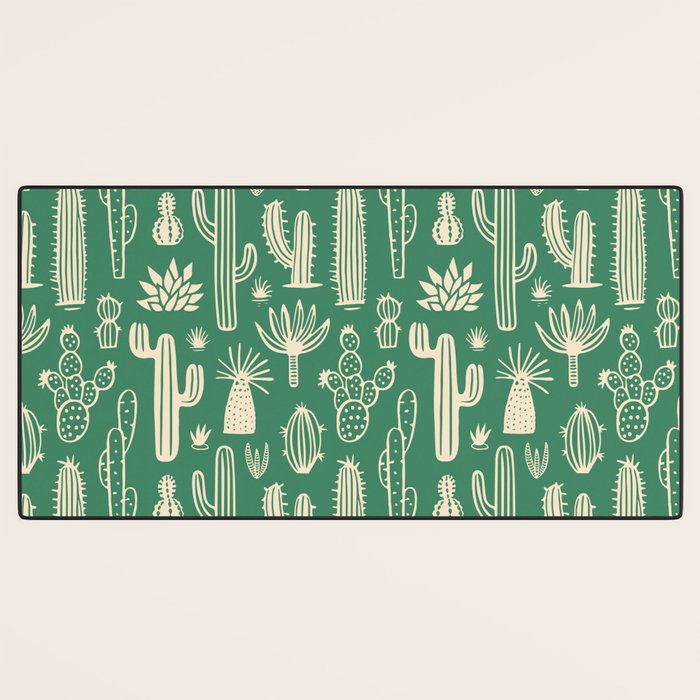 Retro hand drawn cactus plant pattern Desk Mat Gallery Image 3