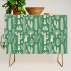 Retro hand drawn cactus plant pattern Credenza Gallery Image 1
