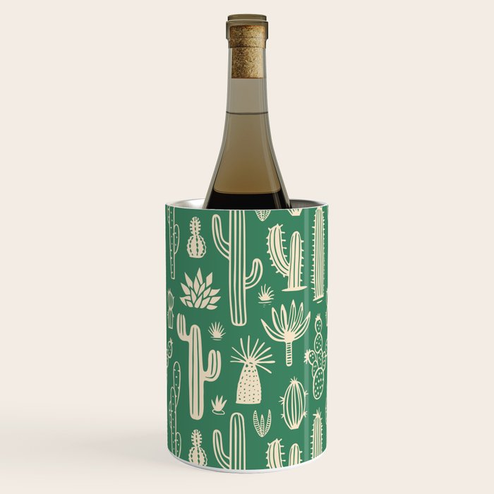 Retro hand drawn cactus plant pattern Wine Chiller Gallery Image 3