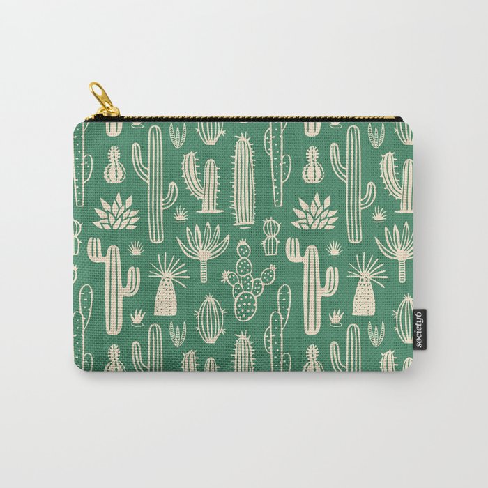 Retro hand drawn cactus plant pattern Carry All Pouch Gallery Image 1