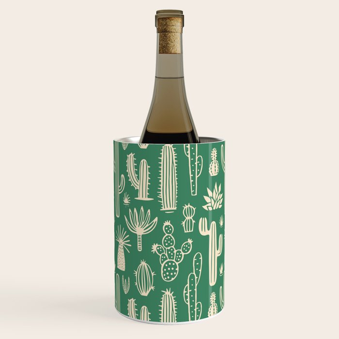Retro hand drawn cactus plant pattern Wine Chiller Gallery Image 1